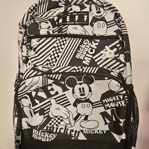 NEFF Trendy Black and White Disney's Mickey Mouse Design Full Size Backpack